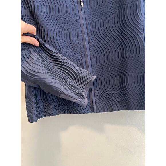 Carlisle Quilted Textured Jacket Zip Up Navy Blue Silk Blend Size 14 SG - Picture 2 of 11